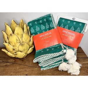 Opalhouse Jungalow 4pk Shell Stitch with Tassels Napkins 18 x 18" Teal ~ NEW